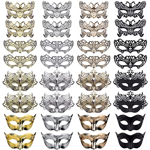 FEQO 32 peças máscaras venezianas máscara máscara vintage mascarada antique máscaras meia face máscara homens mulheres para carnaval halloween disfarce