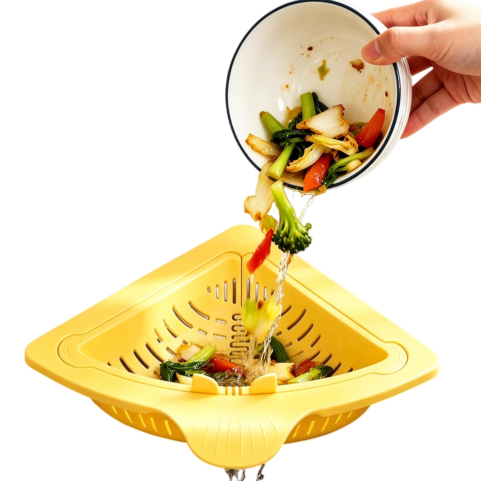 Generic Triangular Magnetic Sink Strainer Basket with Twist-Open Bottom Corner Drain Filter Suction Corner Sink Strainers for Washing Fruits Vegetables