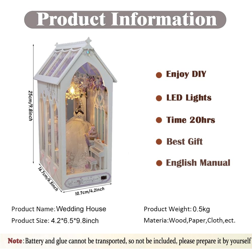 Bastelset Buch Nook, Basteln, Booknook Micro House Building Kit mit LED-Licht, 3D Puzzle aus Holz, schmal, Buchregal, Dekoration, für Erwachsene und Jugendliche, Mini-Spielzeug-Set
