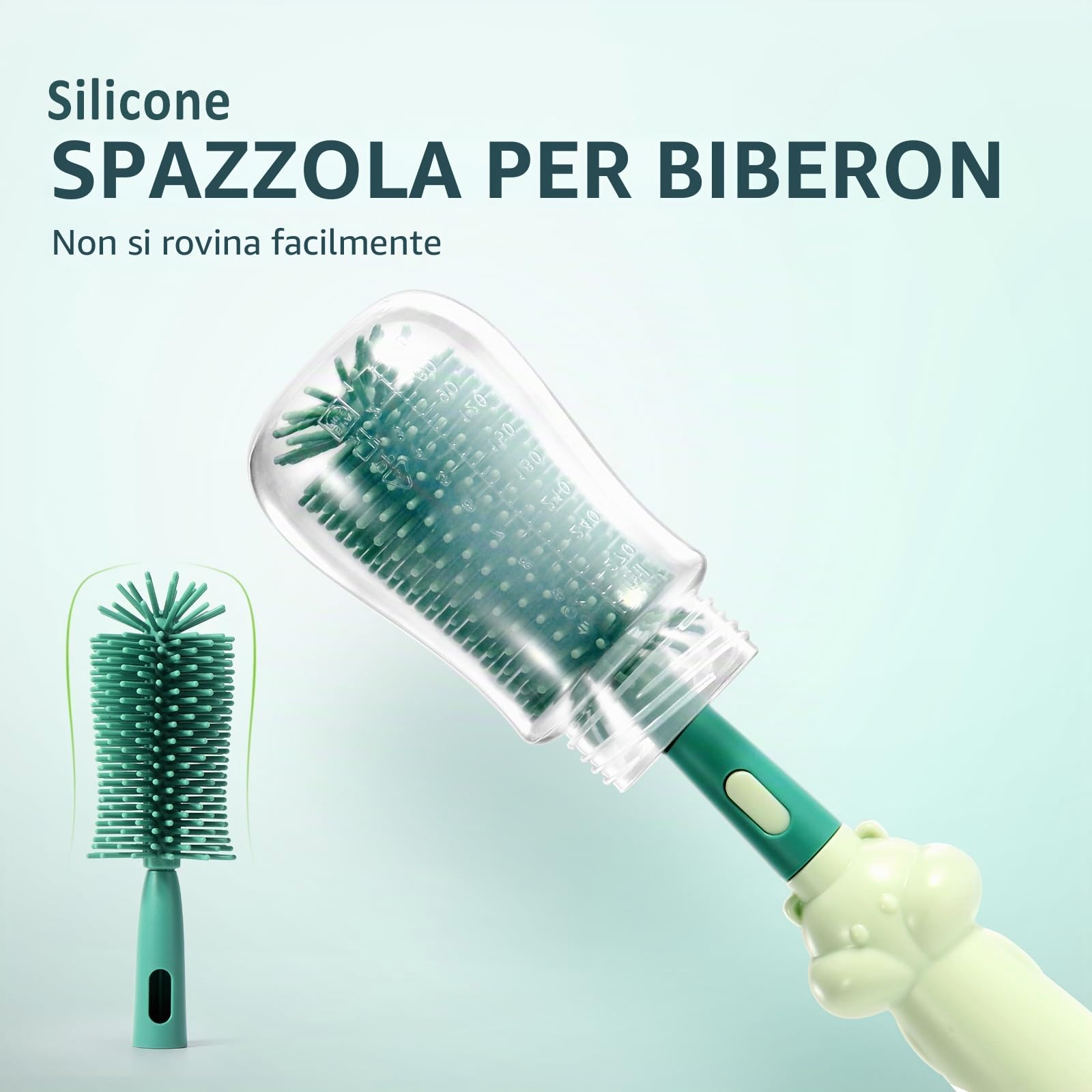 Diboniur Scovolino Biberon Silicone 3 in 1 Resistente Ai Graffi Pulisci Biberon Spazzola