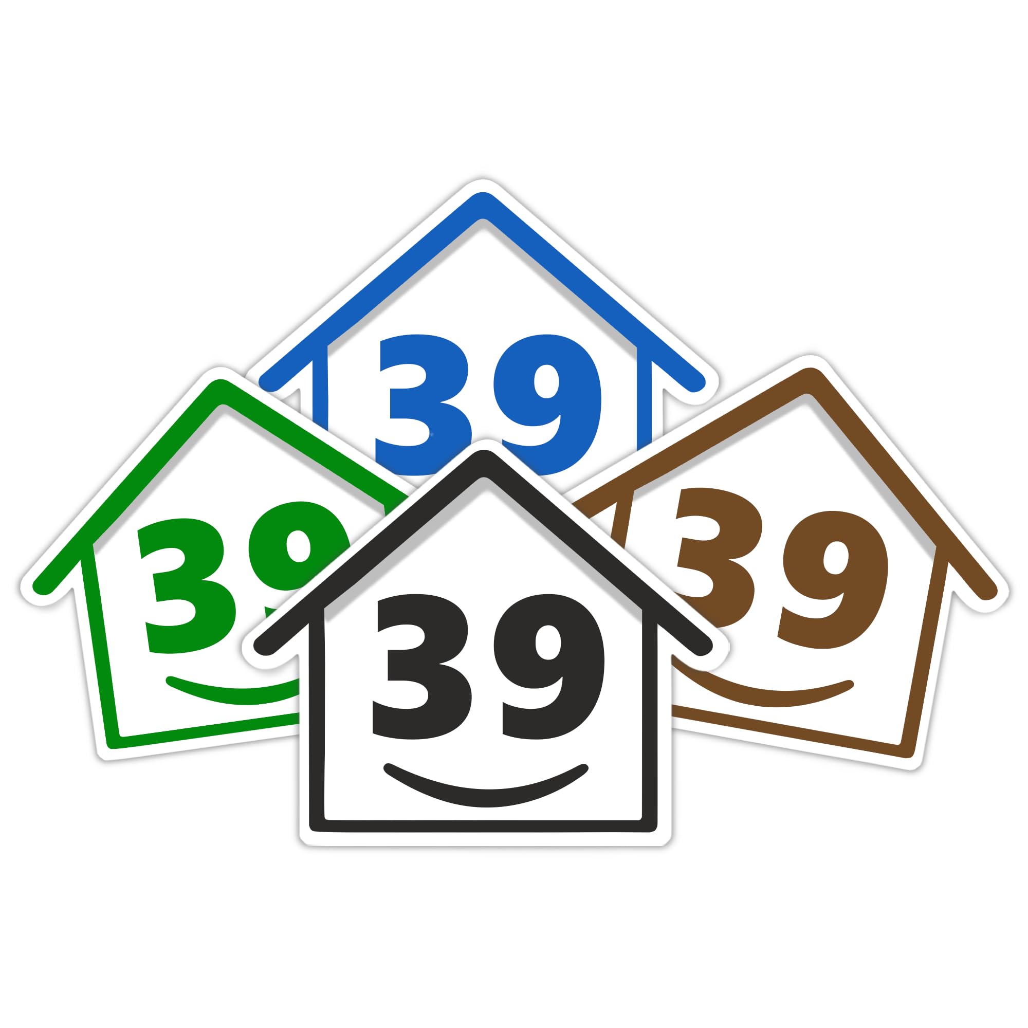 4 x Bin Numbers for Wheelie Bins, 1-99, 15cm ‘Happy House’ Colour Design Dustbin Stickers, Easy Application Stick On Number Stickers - Weatherproof Self Adhesive Vinyl – Blue, Black, Green, Brown (25) — view 90