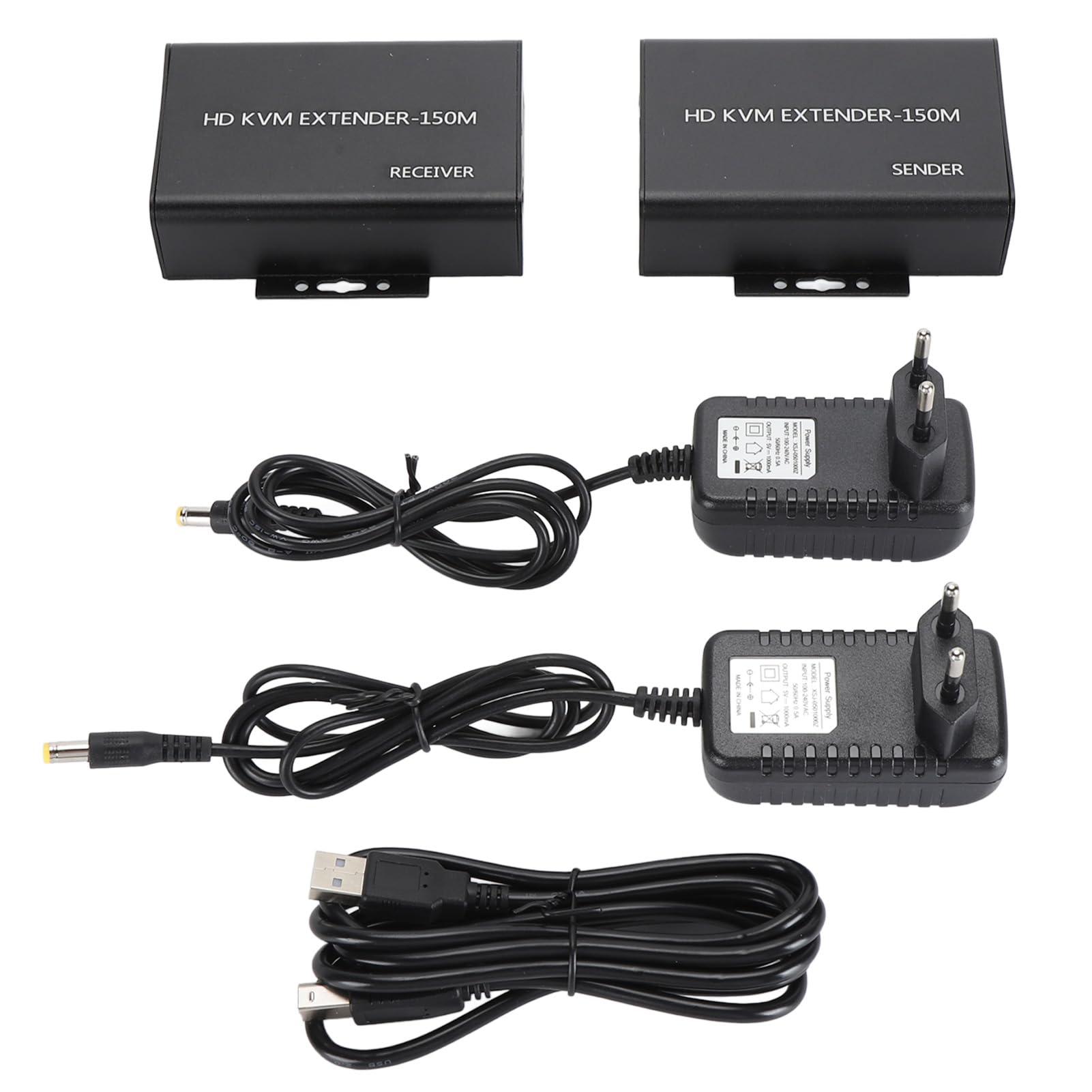 Rallonge USB HDMI KVM sur Un Seul Câble Ethernet Cat5e/6 jusqu'à 150 M, Rallonge KVM HD 1080P, émetteur-récepteur D'extension Ethernet pour Contrôle du Clavier et de la Souris