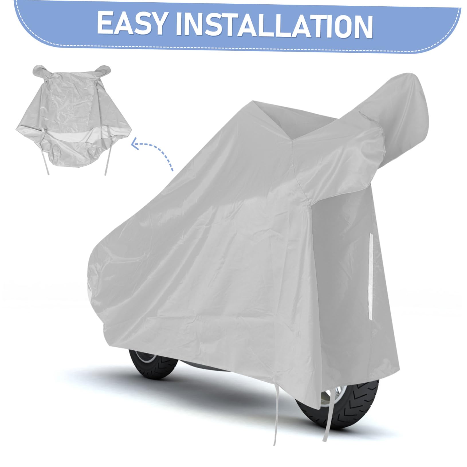 Housse de Protection pour Moto Imperméable en Tissu Oxford 3XL | Gris, Lot de 1, Protection Anti-poussière et Solaire, pour Vélo ou Trottinette Électrique