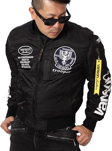 Amazon.co.jp: [バンソン] MA-1 ライダースジャケット TVS2107W
