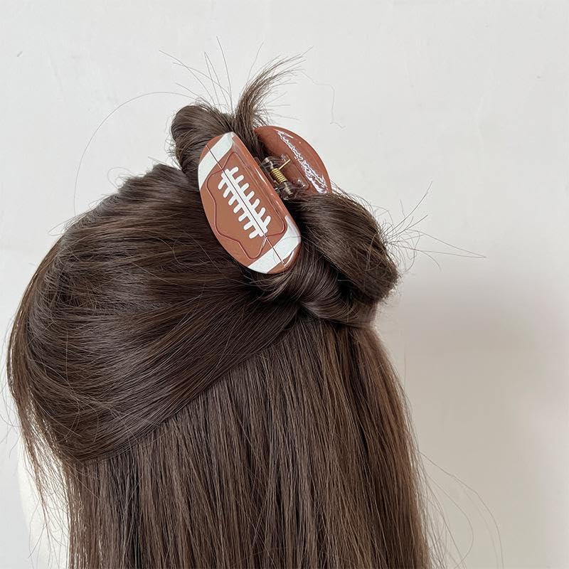 Brown Rugby Hair Claw Clips Creative Ball Hair Clip Funny Hair Claw Rugby Acrylic Clip Brown Hair Barrettes Strong Hold Non Slip Colorful Sport Hair Clips for Women and Girl Hair Accessories 1Pcs - Image 8