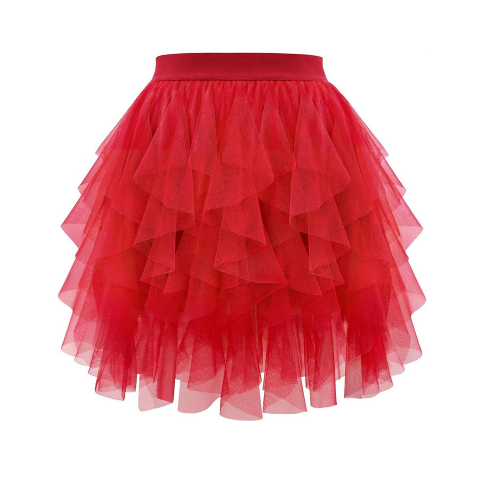 Womens Summer Mesh Pleated Tutu Skirt | High Waisted Fluffy Layered Cake Skirt | Mini Skort for Stage Performance — view 6