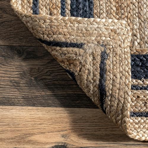 Image of Handwoven Natural Jute Braided Carpet Mats | Reversible Floor Covering Carpets Rug Mat | Anti Slip Backing Heavy Carpet Runner for Living Room Bedroom Carpet Jute- danim (6x9 feet j-b-n)