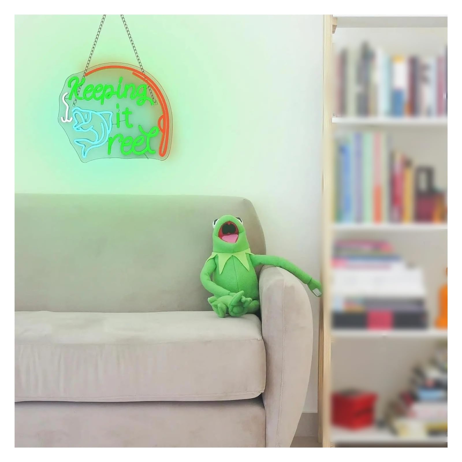 XENITE Luci al Neon Da Parete Keeping It Reel Insegna Al Neon USB A Tema Pesca LED Attrezzatura Per Negozi Sala Da Gioco Decorazione Camera Letto 44.5X38.4cm