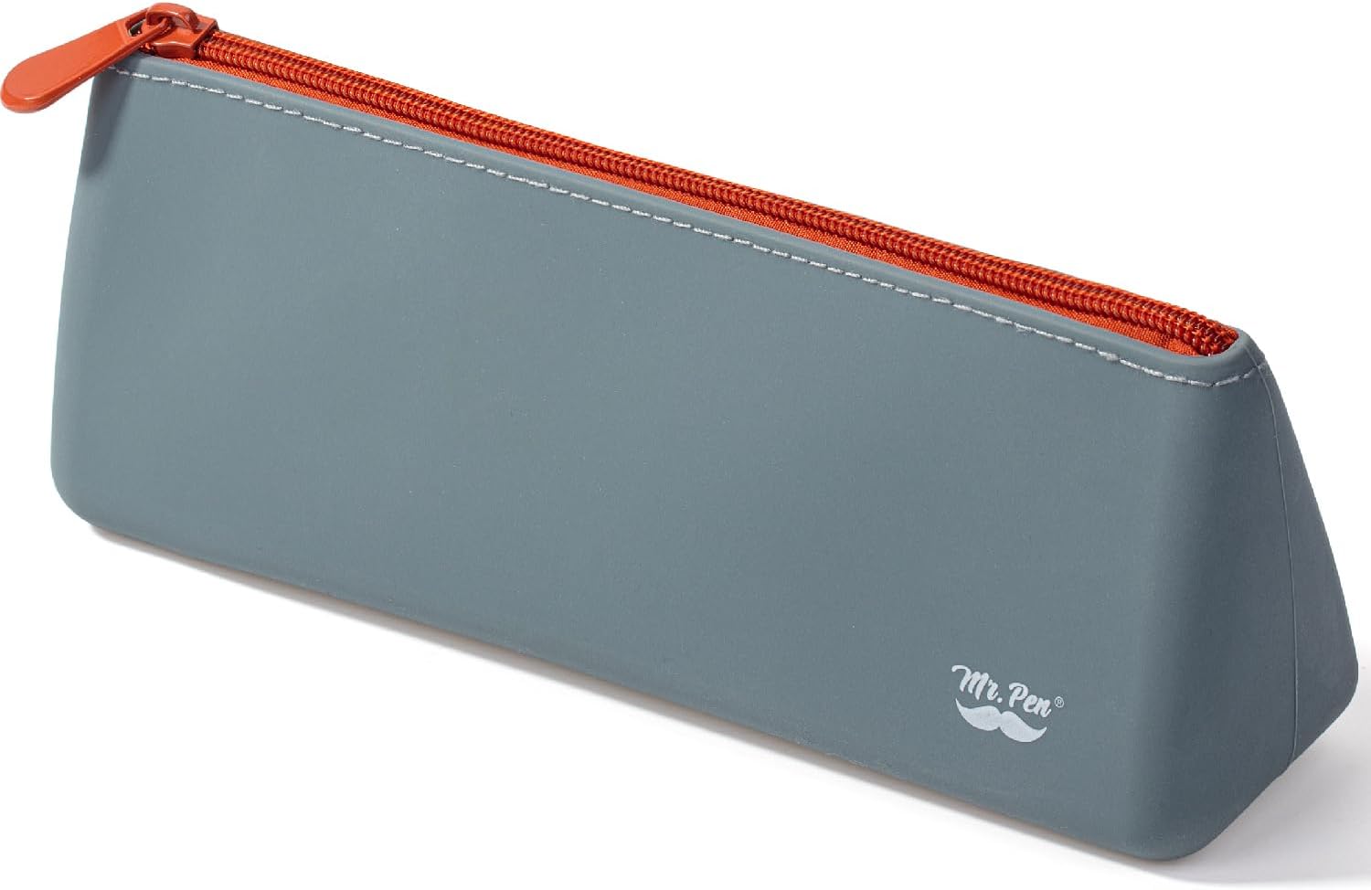 Mr. Pen Silicone Pencil Case Pouch, Slate Blue Aesthetic Triangle Design - Water-Resistant Makeup Bag for School, Office & Travel