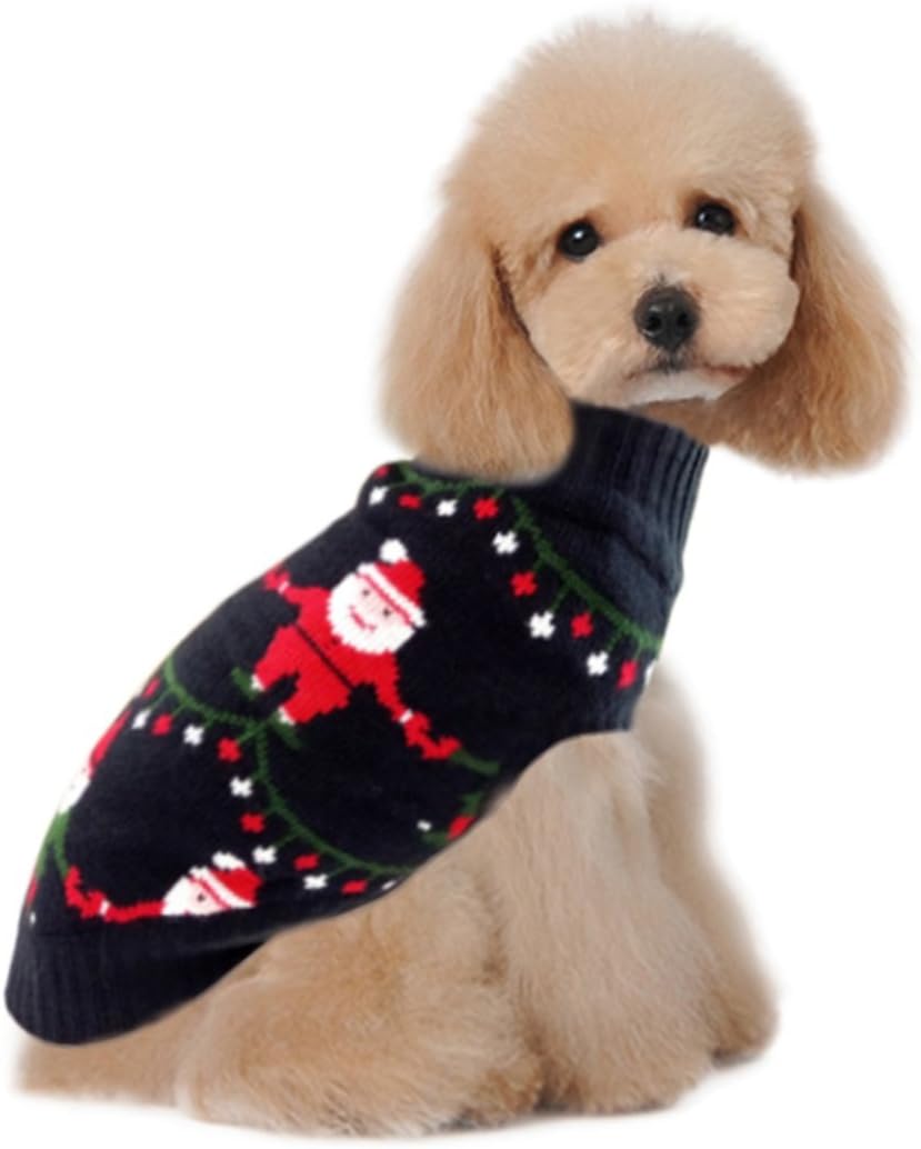 Holiday Christmas Reindeer Vintage Classic Dog Sweater (10", 12", 14", 16", 20") Festive Dress (16 - Inch, Elf)