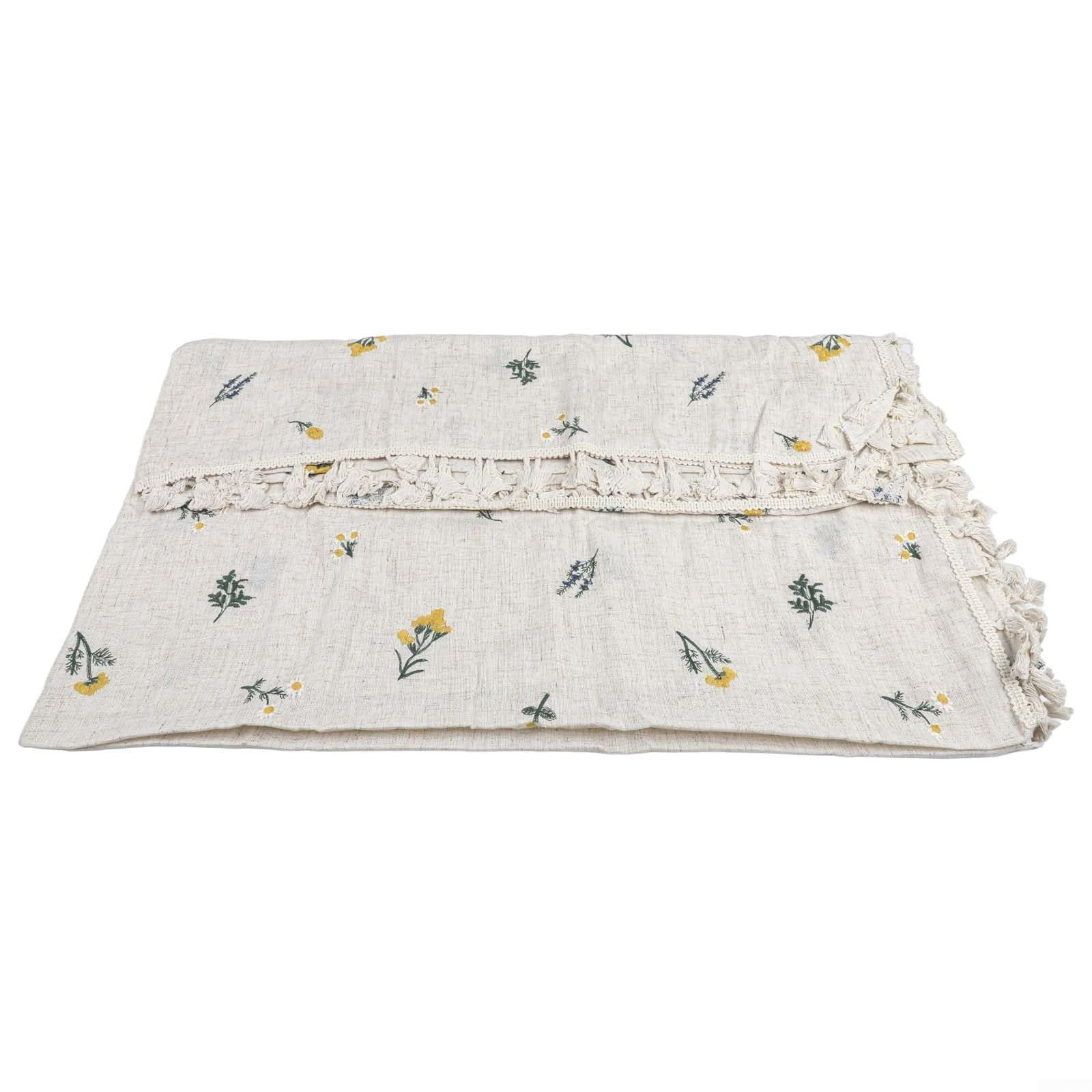 Nappe en lin brodée anti-taches protection table imperméable épaisse 135 x 135 cm