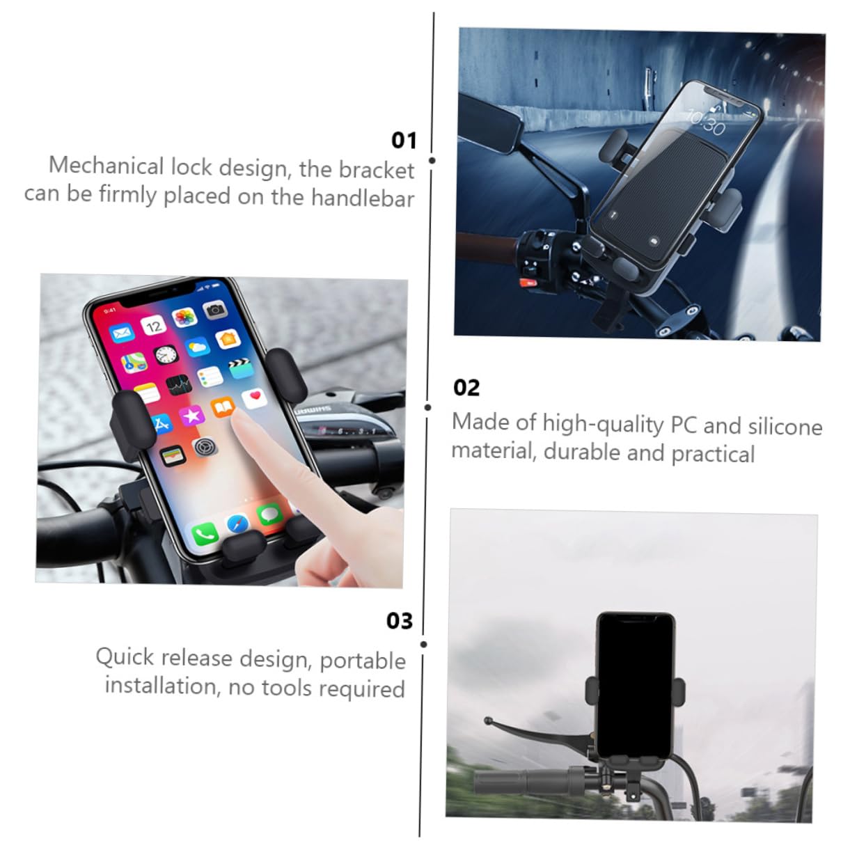Gatuida 3pièces Support De Téléphone Vélo Monture Ajustable pour Et Trottinette Électrique Installation Facile avec Verrou Mécanique Support De Navigation pour Smartphone Compatible