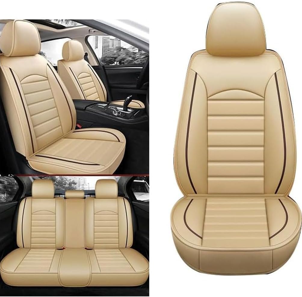 Housses de siège de voiture pour Fiat 500 500C 500e 500L 500X 600 - Housse respirante avant et arrière pour 5 sièges, pièces automobiles, beige