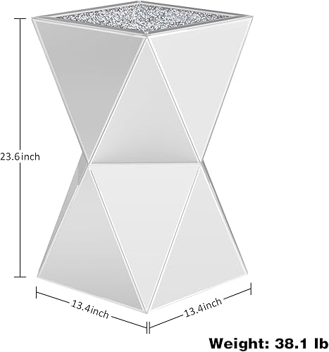 Miniatura 2 de ENENE Mesa auxiliar decorativa de cristal para sala de estar, espacios pequeños, mesa auxiliar moderna con pedestal para dormitorio, oficina,