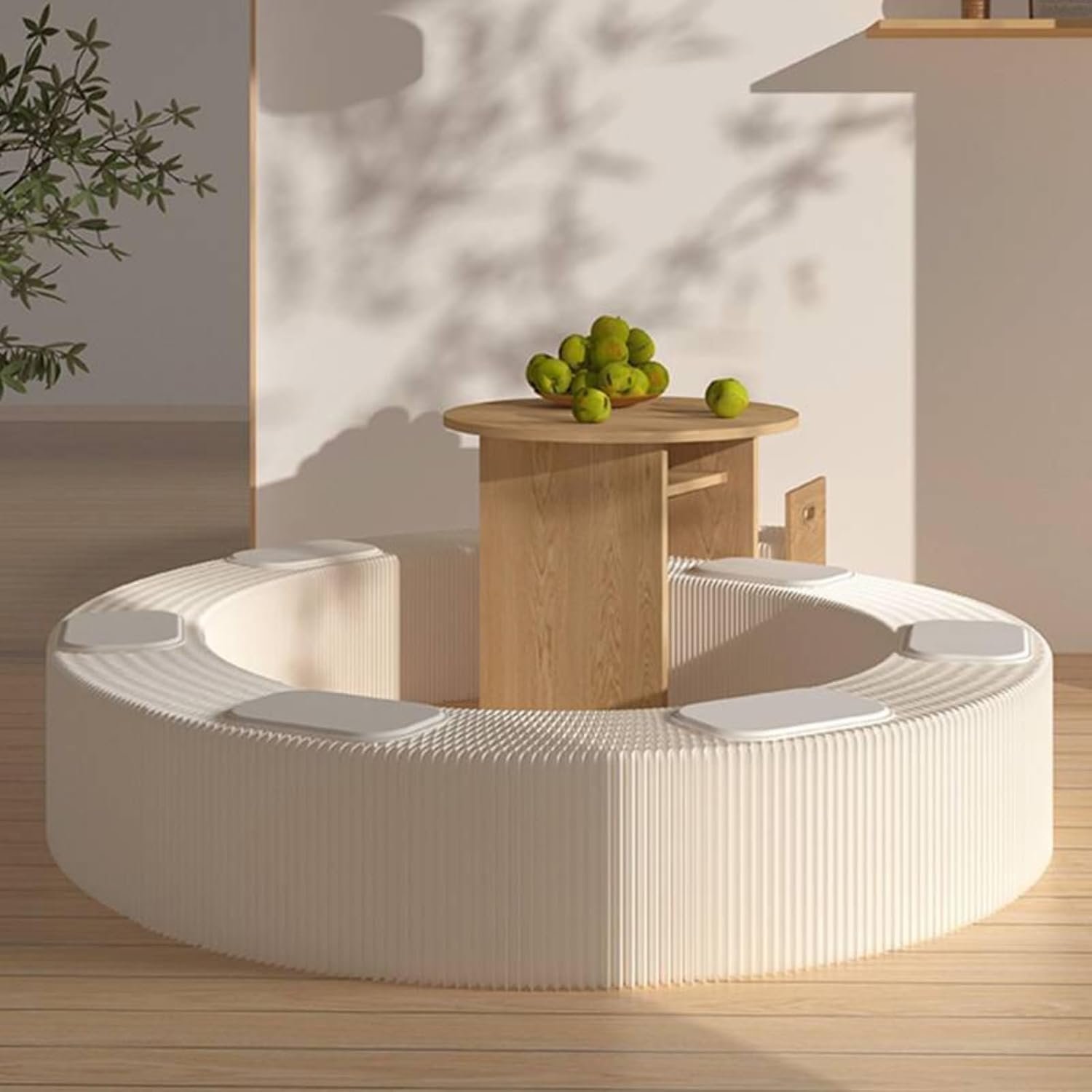 Folding Stool with PU Cushion and Side Table - Versatile Paper Stool for Coffee Table, Shoe Change Stools, and Benches