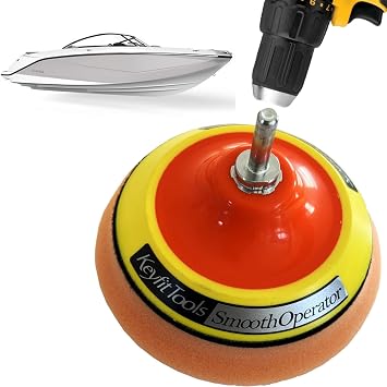 Keyfit Tools SmoothOperator Professional Drill Powered Fiberglass Boat Hull Cleaner Polisher  HexaMax M780 Proprietary Non Abrasive Cleaning/Polishing Material Removes Algae & Stains