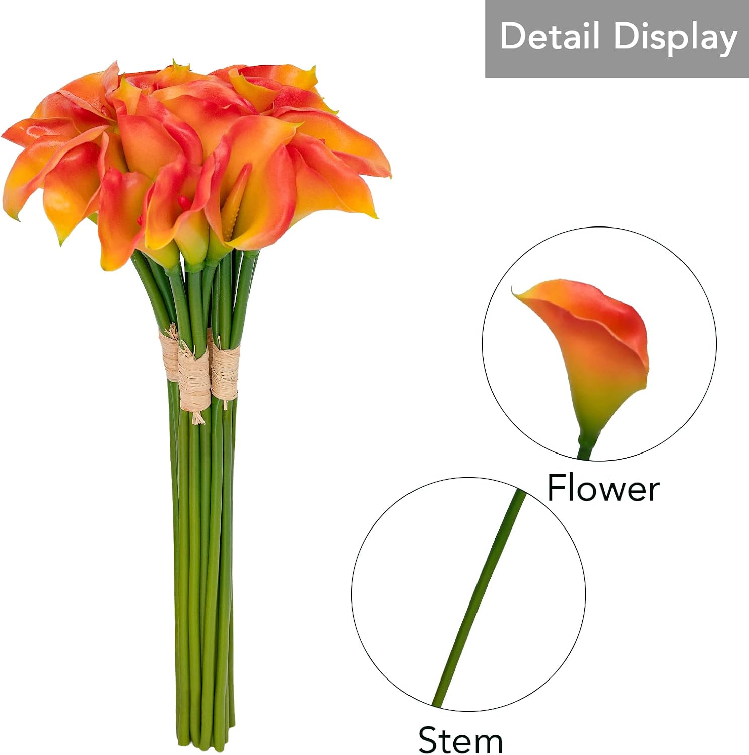 Artificial/Fake/Faux Flowers - Calla Lily Bunches Orange Color, Pack of 4, Totally 20 Heads, for Wedding, Home, Party, Restaurant - Image 7