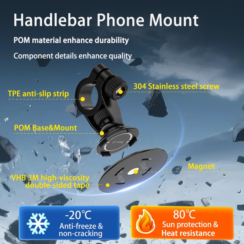 Handlebar Phone Holder, Bicycle Motorcycle Phone Mount, Mini Size | Secure Buckle Lock | Snap-fit Locking, Bracket fit for 22-32mm Handlebar and Ring Sticks to Phone Cover - image 5