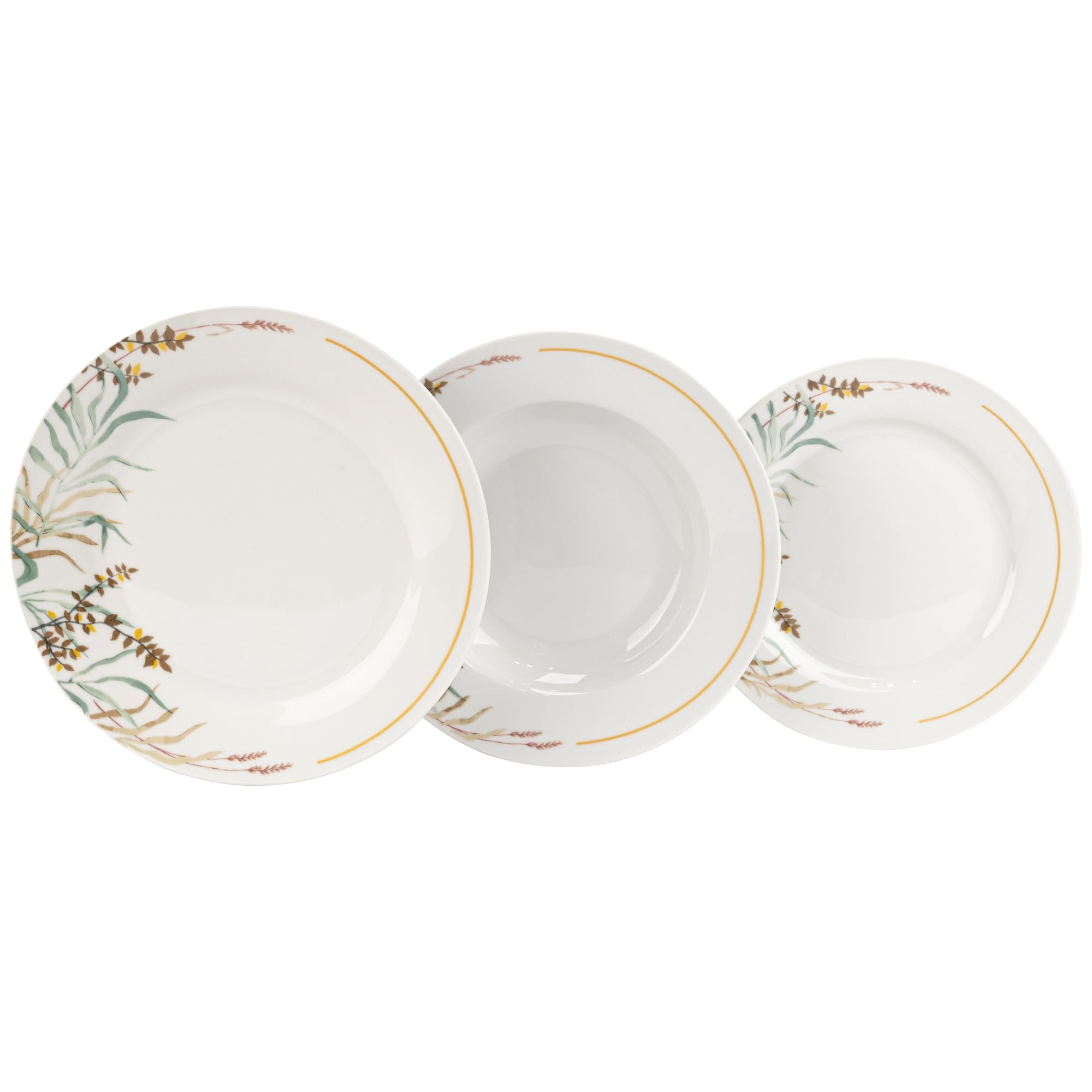 Service Vaisselle 6 Personnes - 18 Pièces - Porcelaine - Assiettes Service de Table - Ensemble Vaisselle de Table Moderne - Assiette et Arts de la Table - Assiettes Plates