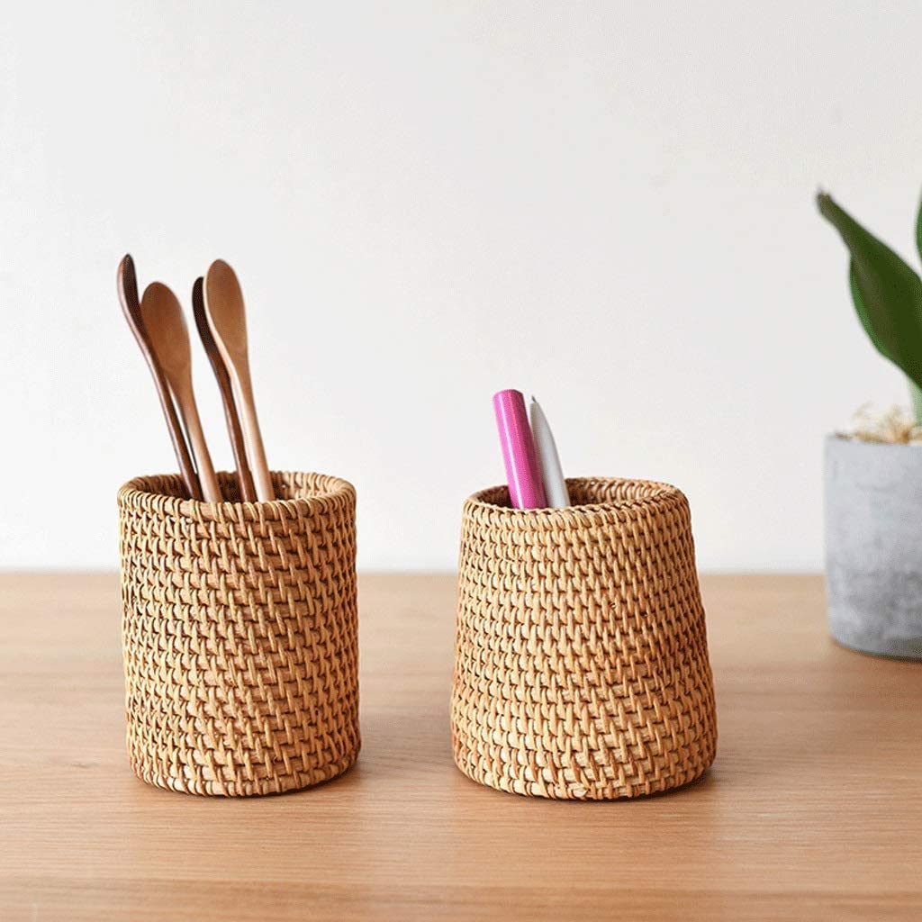 Stifthalter für den Schreibtisch, Rattan-Stifthalter, Bleistift-Organizer, Schreibtisch-Aufbewahrung, Schreibwaren