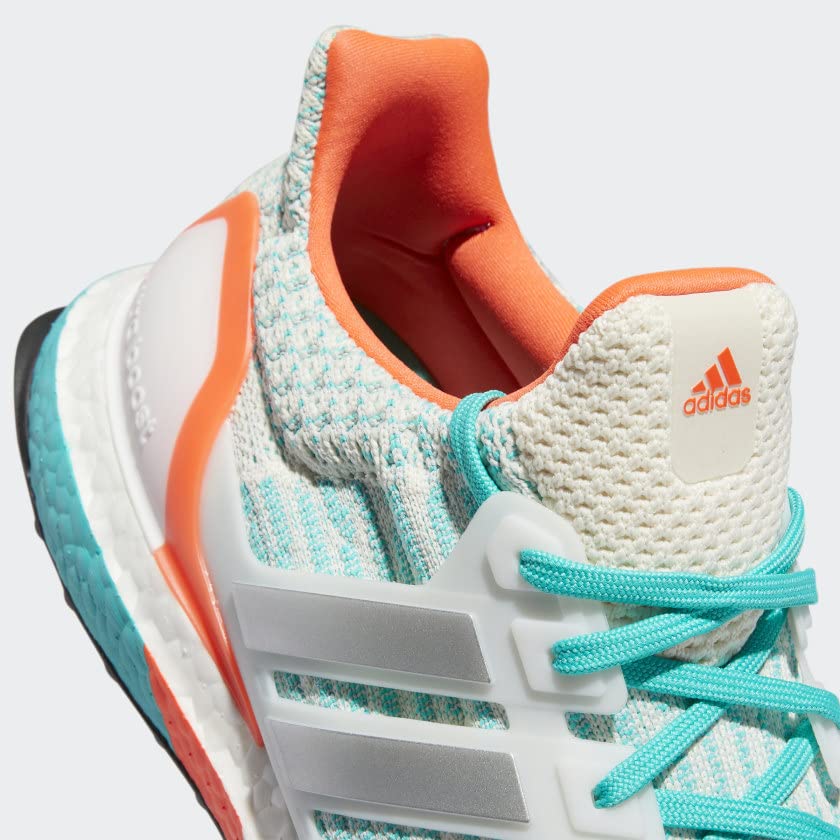 Image of adidas Ultraboost 5.0 DNA Mens Shoes Size 4.5, Color: Chalk White /Silver Metallic /Mint Rush-