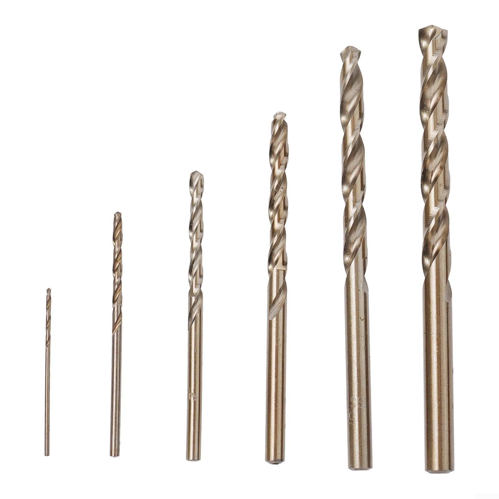 Juego de 6 brocas M35 cobalto HSS de 1 a 6 mm, herramientas de perforación de metal de grado profesional para acero inoxidable, hierro y aluminio