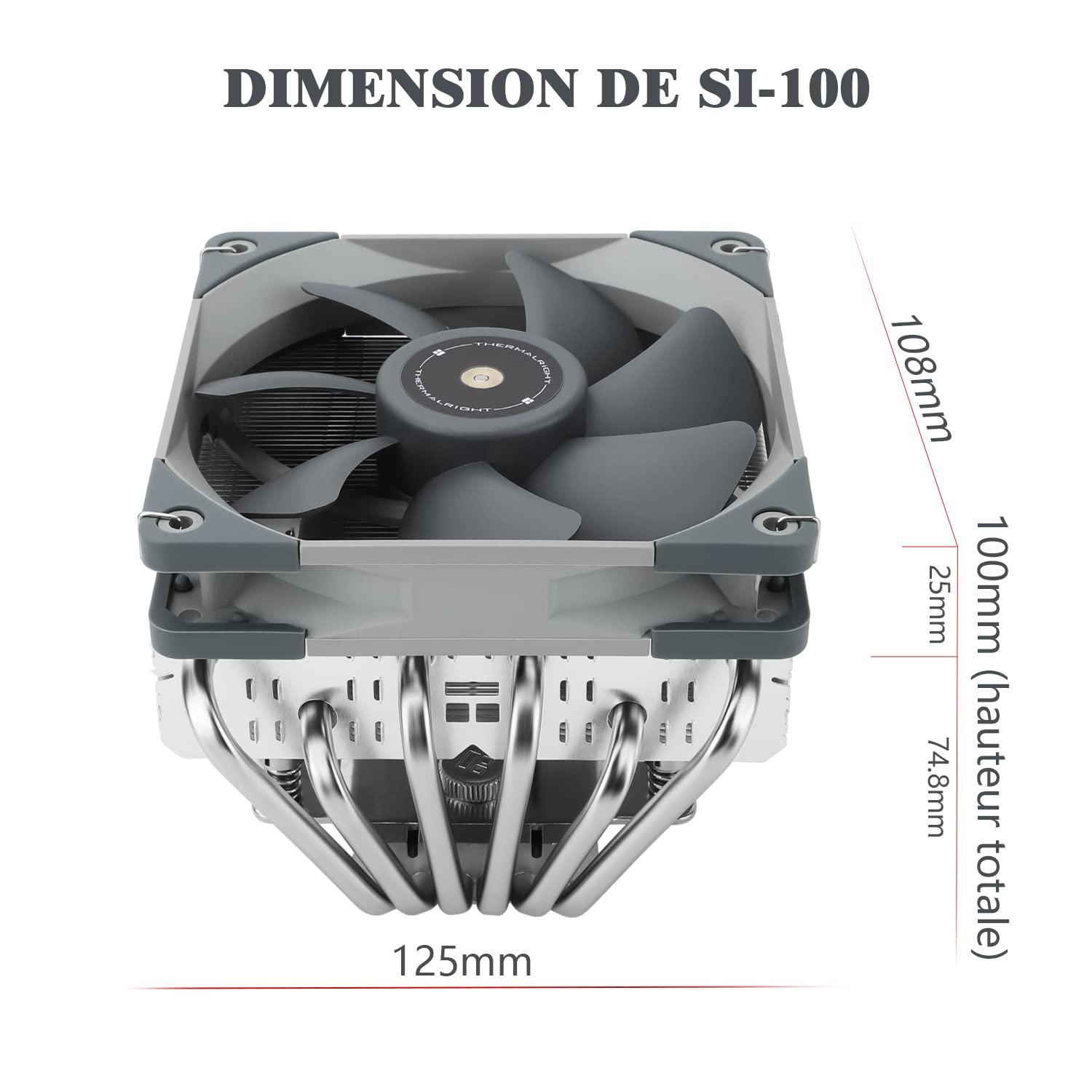 Thermalright SI-100 Refroidisseur d’air CPU,Caloducs 6, refroidisseur CPU à ventilateur silencieux PWM avec roulement S-FDB V2.0,Technologie AGHP 3.0,Pour AMD AM4 AM5/Intel 1150/1151/1200/1700/2066
