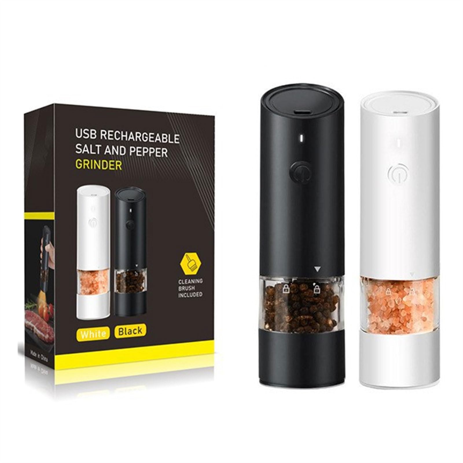Macinapepi elettrico con meccanismo di macinazione ricaricabile USB Smerigliatrice elettrica per sali marini pratici utensili da cucina smerigliatrici in ceramica con luce a LED