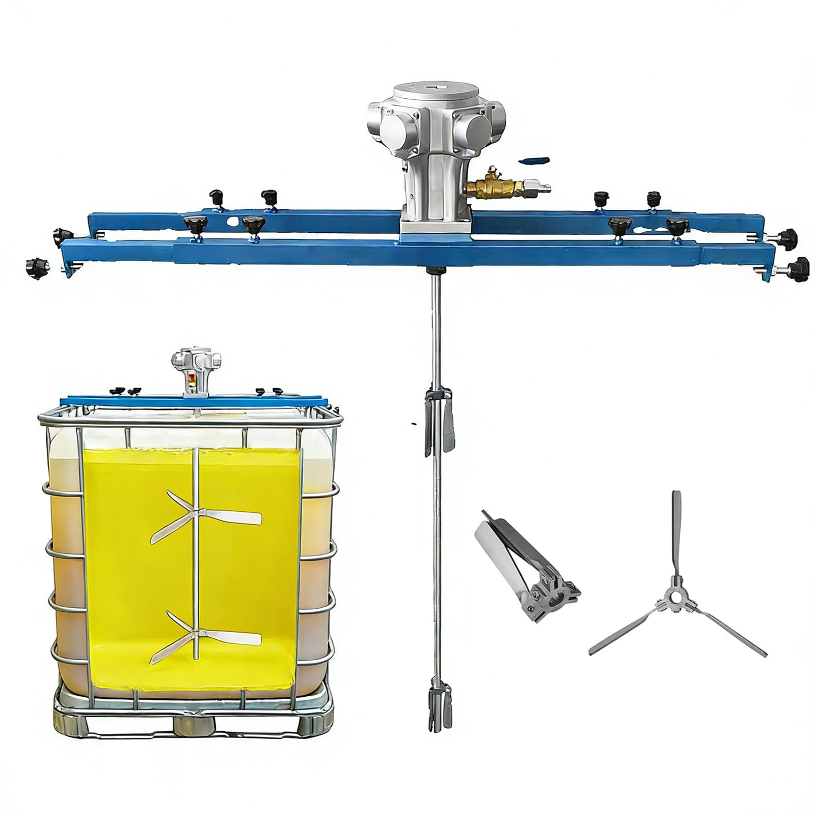 YNBSHGAA Pneumatic Paint Mixer - 275 Gallon Air Agitator with Folding Propeller, Stepless Speed Regulation for Mixing Spray Paints and Coatings,3Cylinders