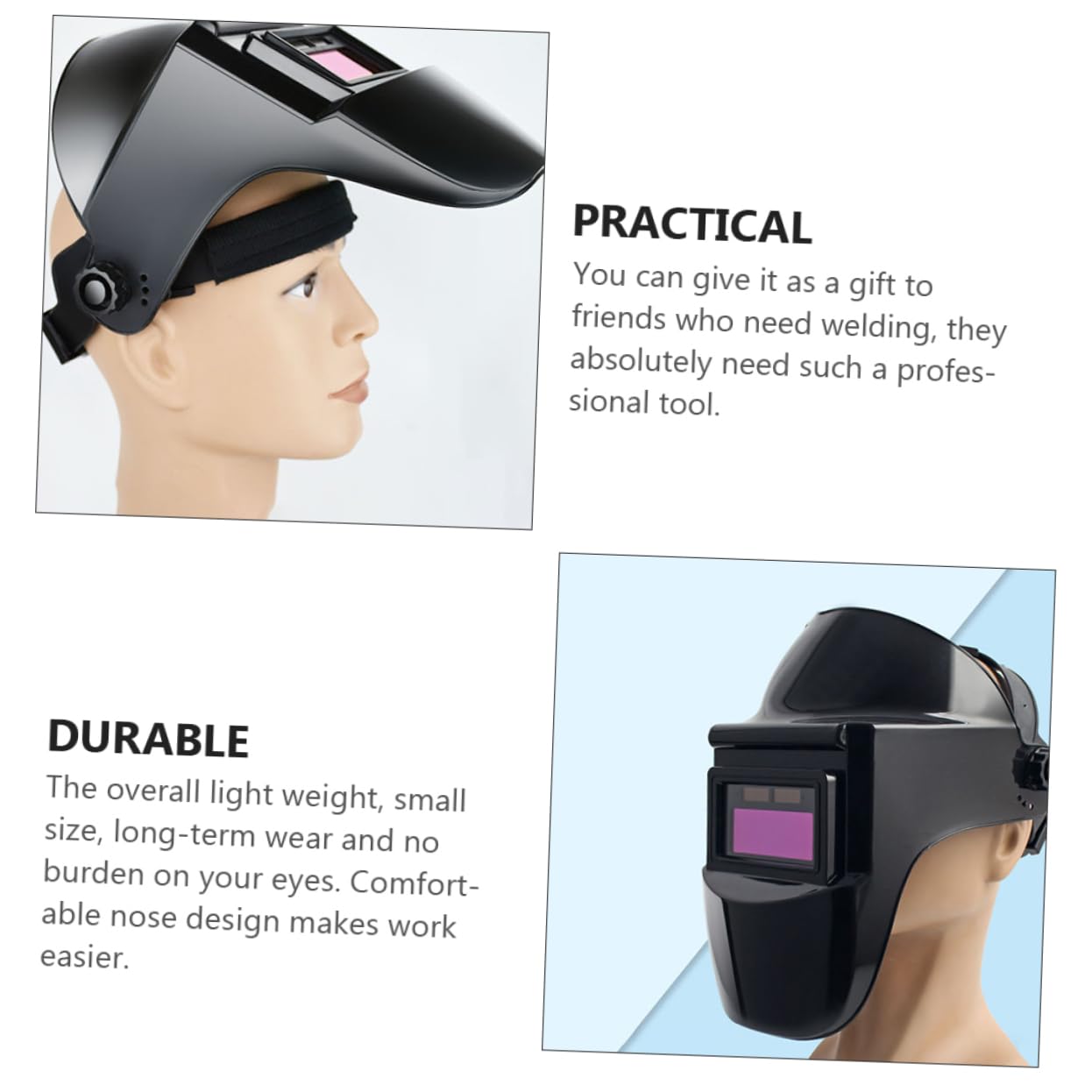 VILLCASE 2 Juegos Copas de soldadura optoelectrónica casco con oscurecimiento automático escudo de soldadura gafas de soldador gafas de soldadura de oscurecimiento automático Negro