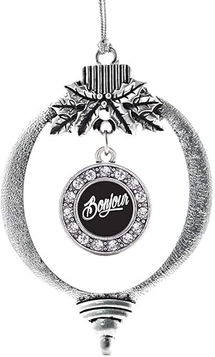 Miniatura 128 de Inspired Silver - My Vintage Initials - Adorno con dije de letra V - Adornos navideños de círculo plateado con joyas de circonita cúbica