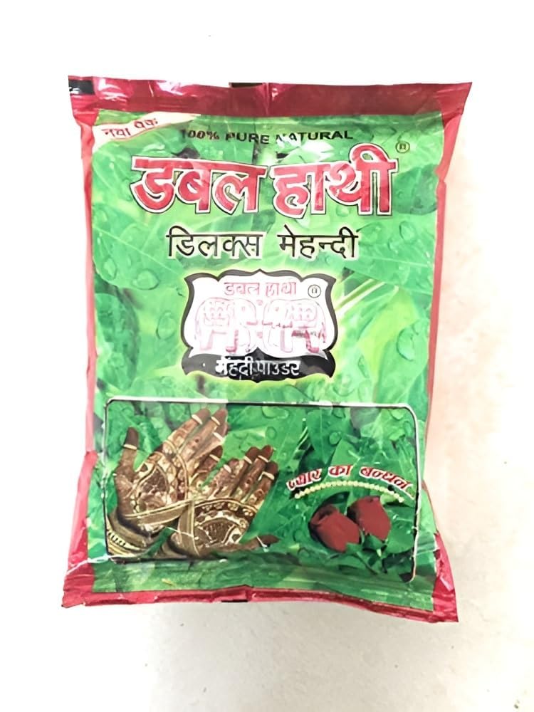 Lal Chand and Sons Double Hathi Mehendi Powder, 100% Pure Natural Hinna, Chemical Free, Deep Dark Stain, for Hand and Hair, Pack Of 1pack (500gm)-picture-23