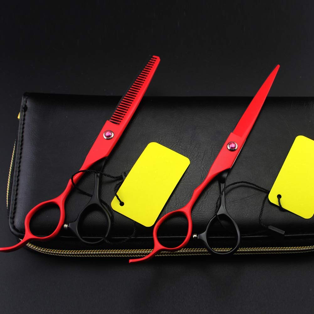 Ciseaux de Coiffure et à effiler 6 Pouces pour Salon de Coiffure, Coupe pour gaucher, Coffret Cadeau avec Pochette, Toothcut6inch (Un Ensemble de 6 Pouces) Toothcut6i