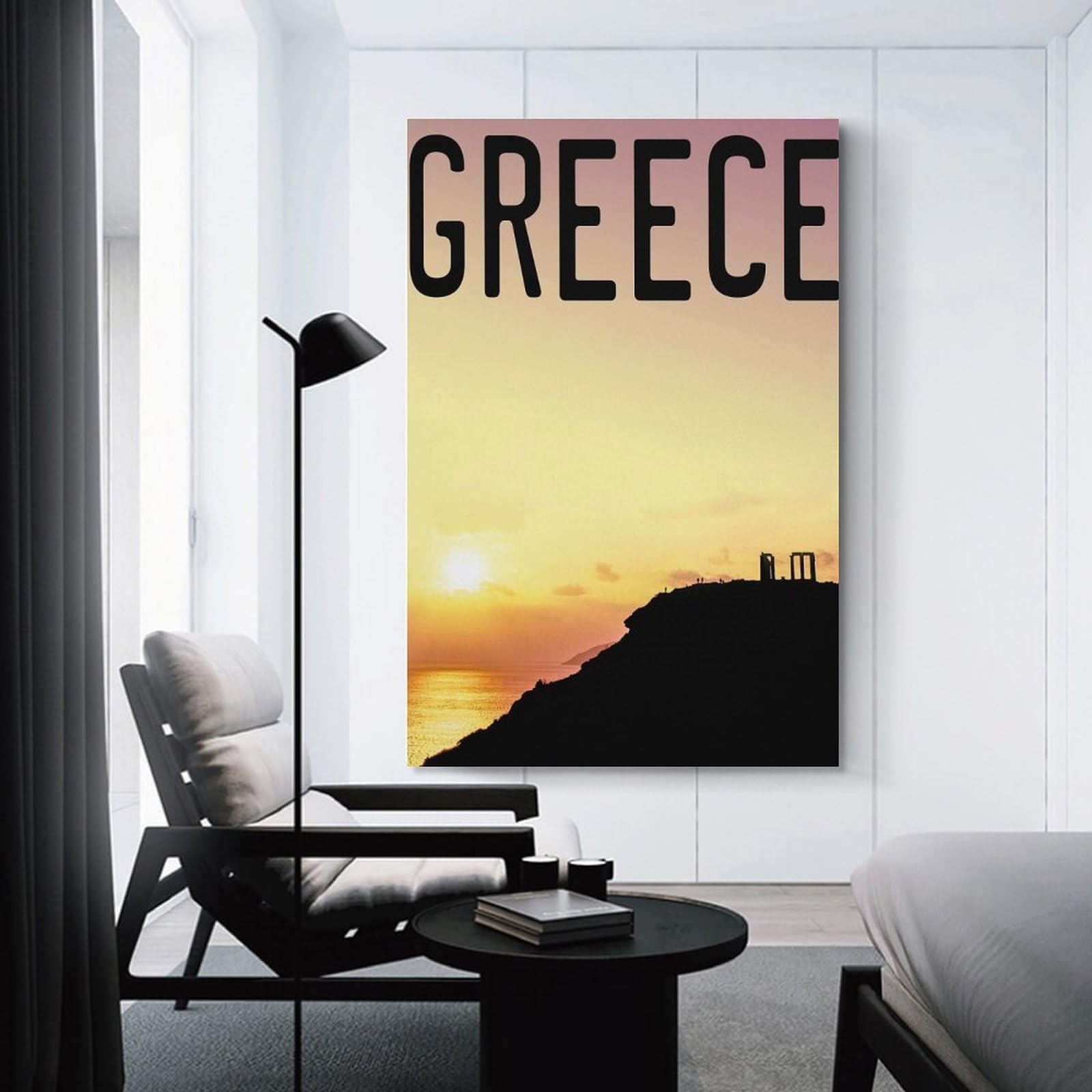 Junmoney Wall Decor Canvas Print Greece Cape Sounion, 08x12inch(20x30cm), for Study, Office Or Apartment Decor, Canvas Artwork with Gifting Potential