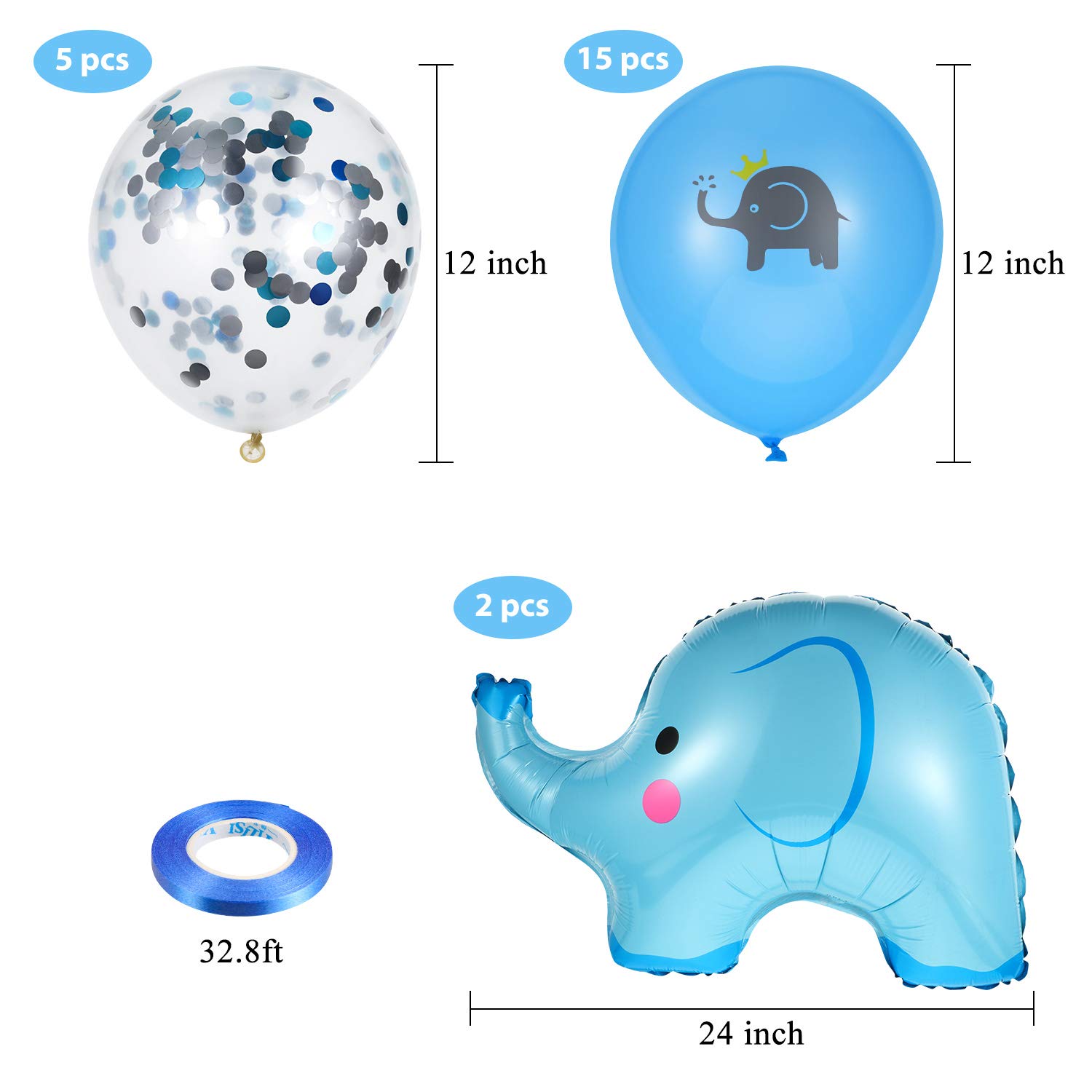 Amazon | 象の風船44個 ピンクブルー マイラー象風船 ラテックス製紙