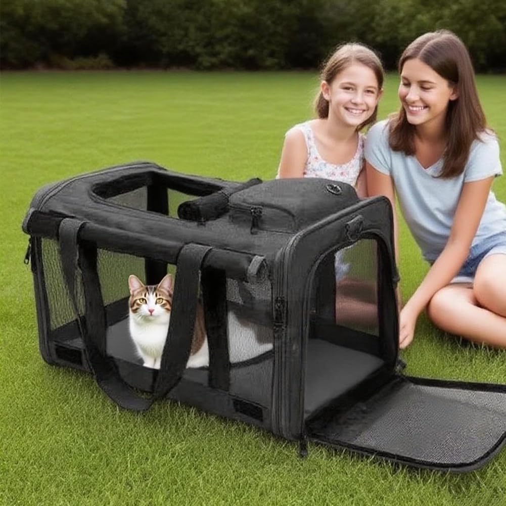 Transportin Perros y Gatos Plegable Bolsa de Transporte Transpirable para Mascotas Pet Carrier Portador de Mascotas Suave Bolso de Hombro Acolchado Suave Viaje Paseos Avion Tren o Auto