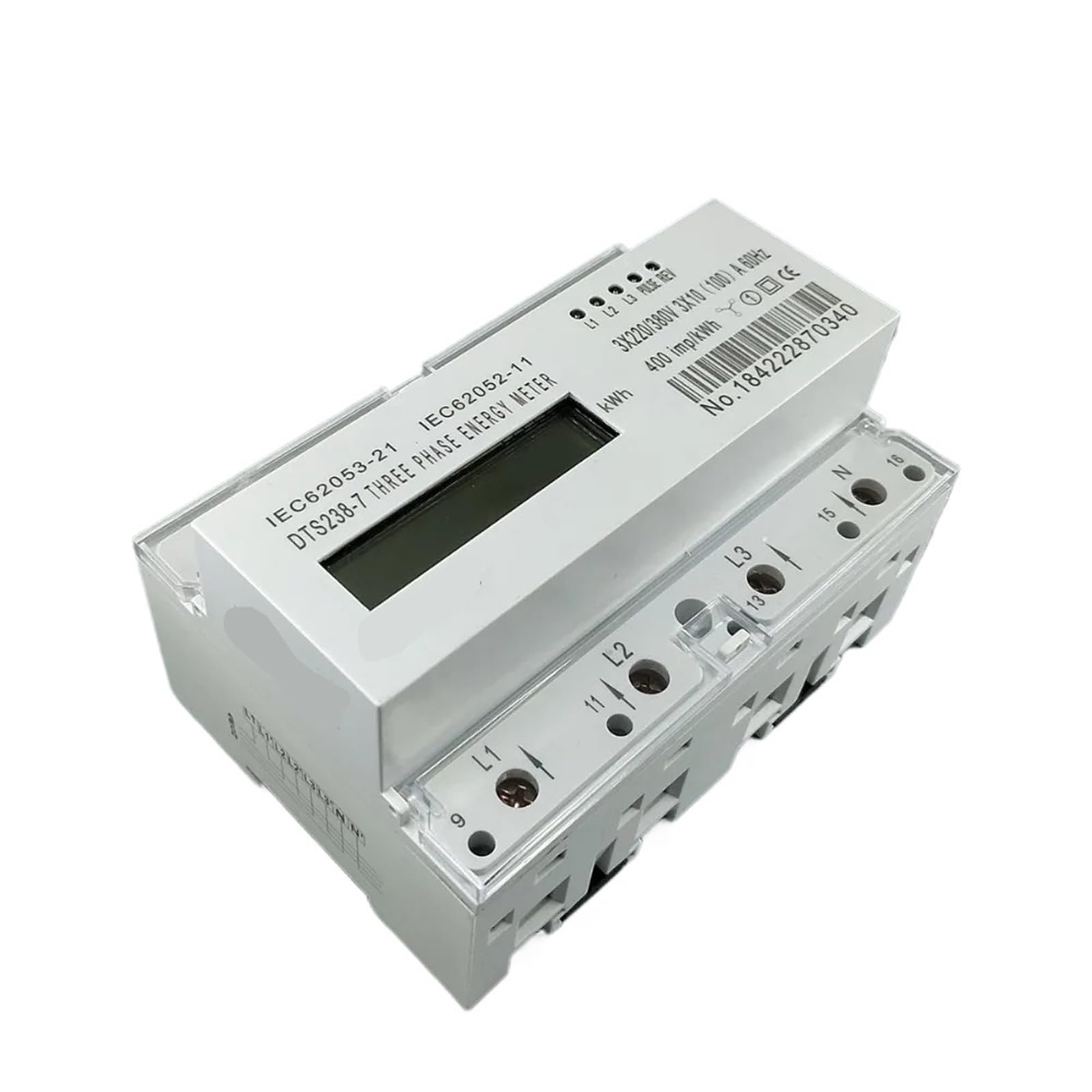 Compteur d'énergie triphasé avec écran LCD rétroéclairé pour mesure précise KWH Din Rail - 4