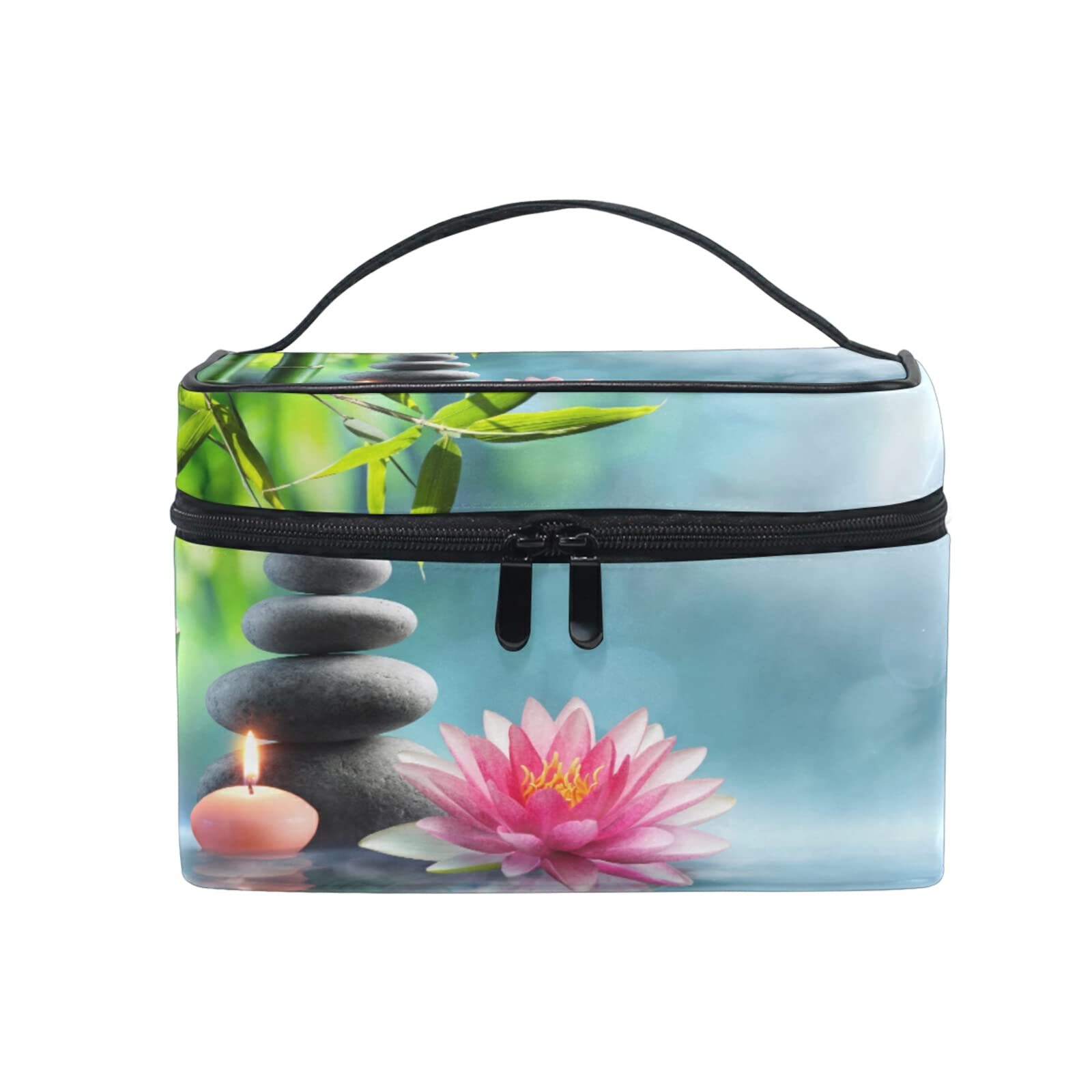 COZYhome Kosmetiktasche Organizer Tasche Japanische Zen Massagestein Make-up Tasche Reise Reißverschluss Kosmetiktasche mit Griff Make-up Aufbewahrungstasche für Mädchen Frauen