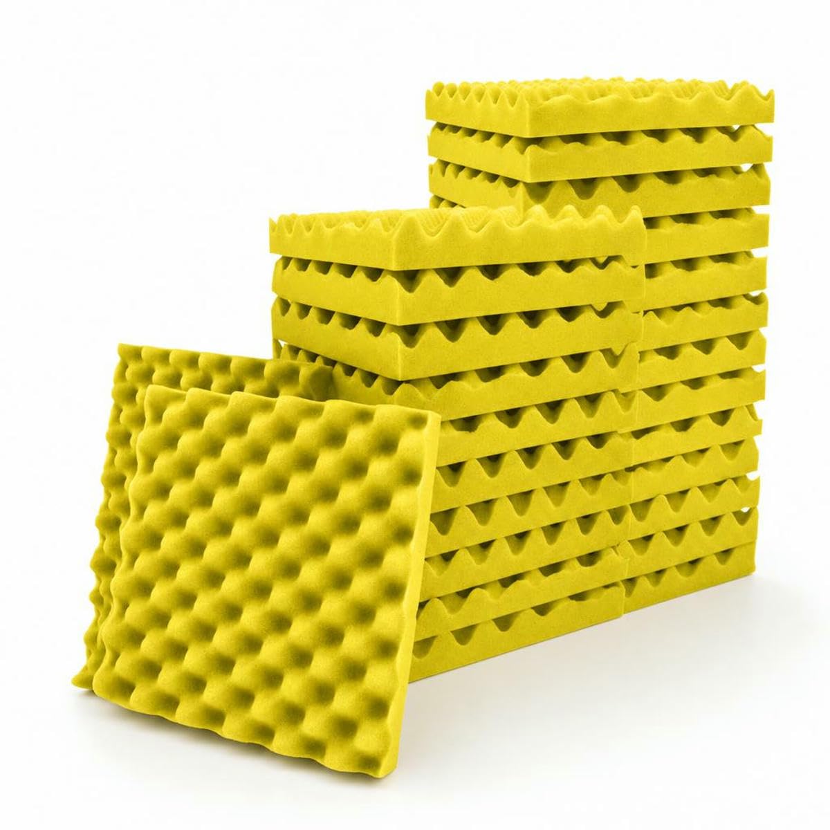 Acoustic Foam Fireproof Soundproofing Sponge 6/12/24/48 Pcs Egg Crate Soundproof Foam Studio Home Sound-Absorbing-Yellow-Medium Density-48 Pcs with Tapes-7.5cm Thick