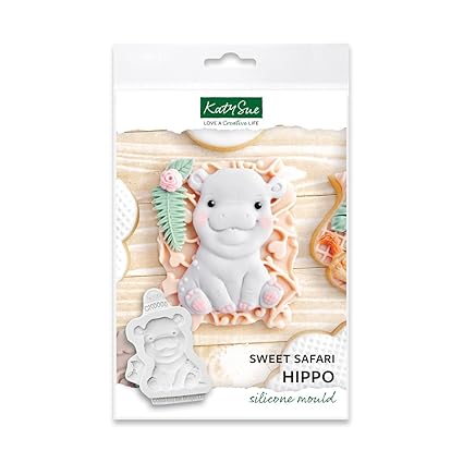 Katy Sue Sweet Safari Hippo Silicone Mold for Cake, Cookie Decorating & Craft. A Hippo Animal Mold To Use With Fondant, Gum Paste, Sugar Paste & Air Dry Clay from Katy Sue Designs Fondant Molds