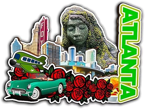 Miniatura 1 de Imán de madera para nevera de Atlanta Georgia USA 3D, monumentos de viaje, coleccionables, recuerdos, decoración hecha a mano -2640