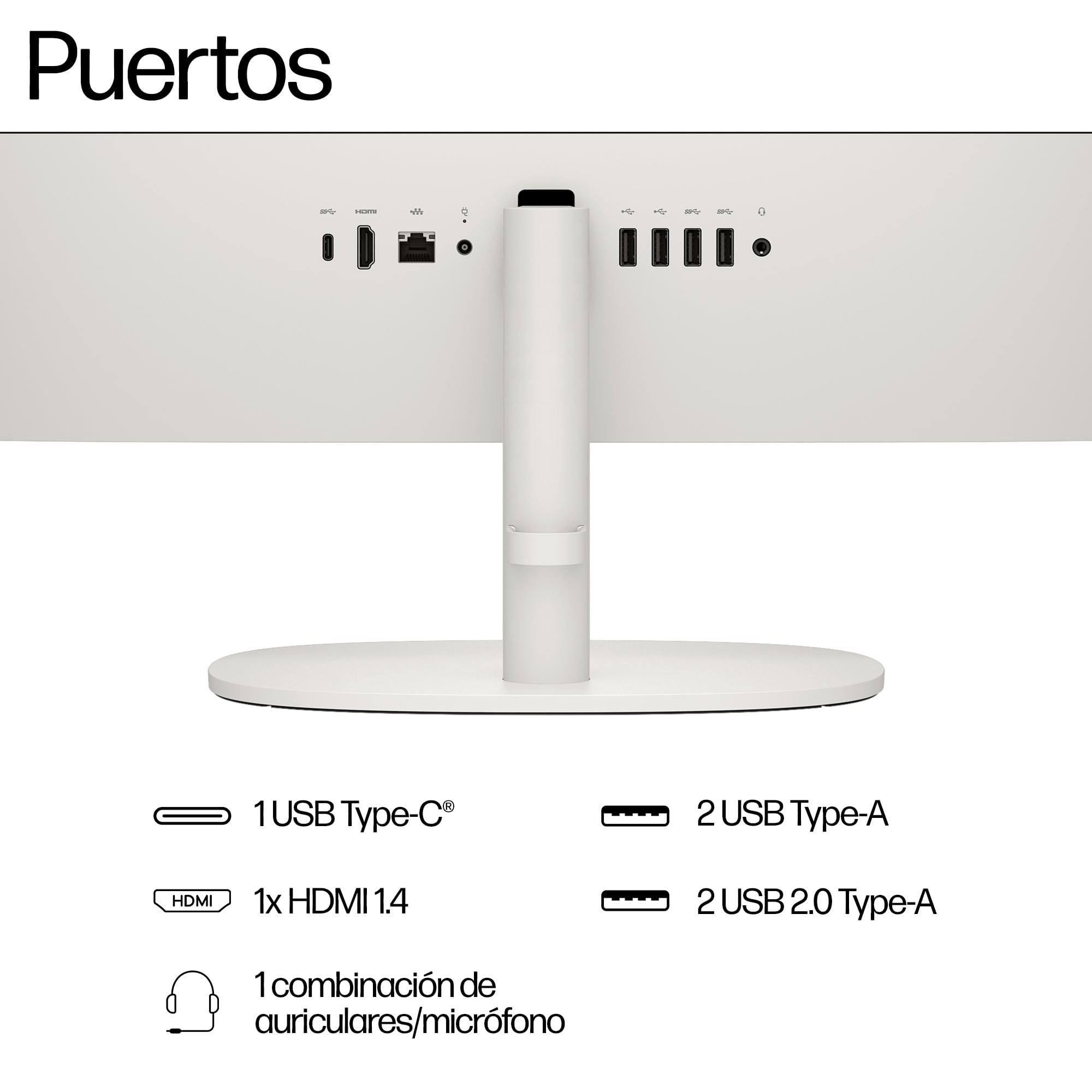 HP All-in-One 22-dg0014ns - Ordenador de 21.5" (Intel N100, 8GB RAM, 256GB SSD, Intel UHD Graphics, Windows) - White - Teclado QWERTY Español — view 6