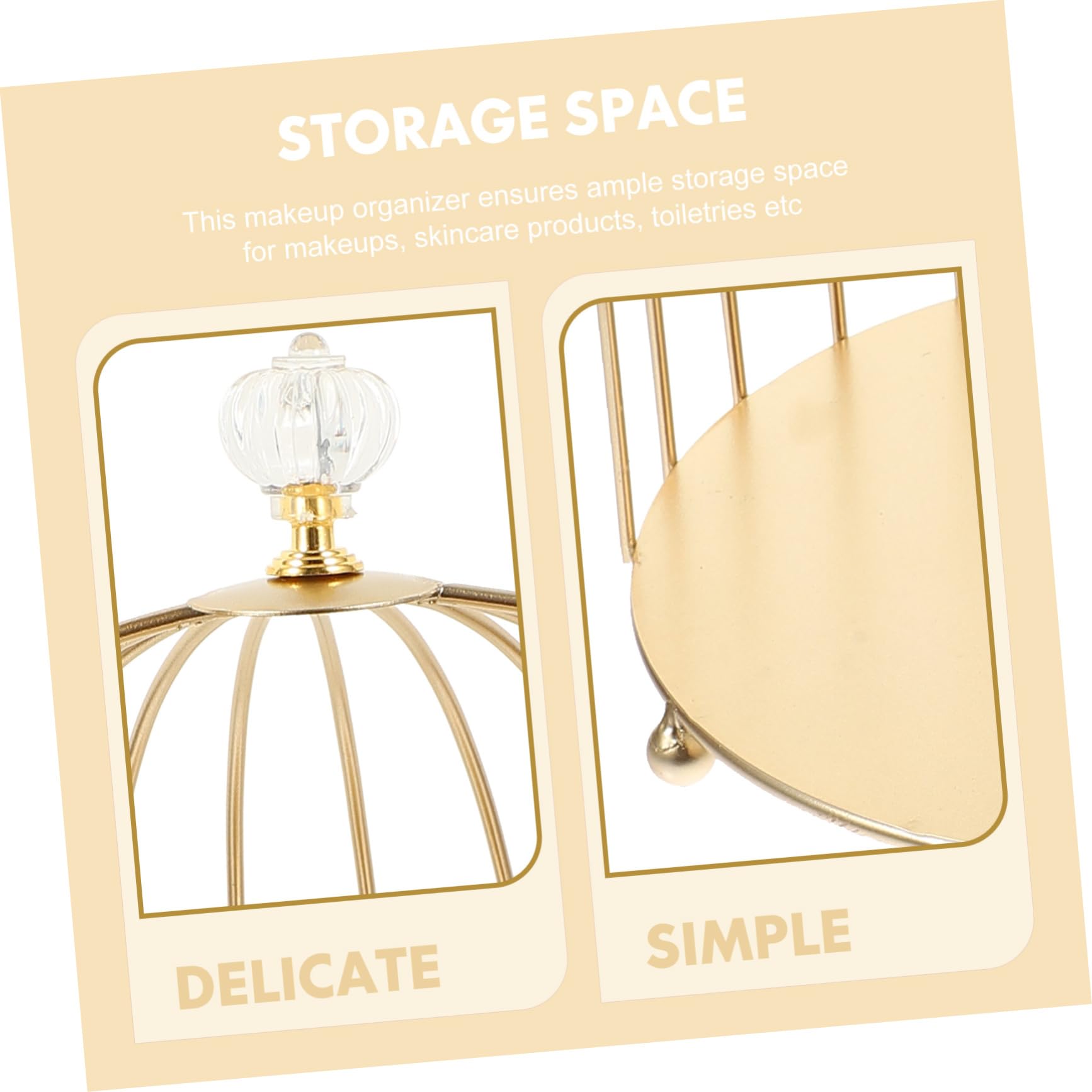 LABRIMP Goldener Vogelkäfig Doppelschicht Dessertständer und Make Up Organizer aus Eleganter Kosmetikhalter Platzsparendes Aufbewahrungsregal für Hochzeit Party und Schreibtisch