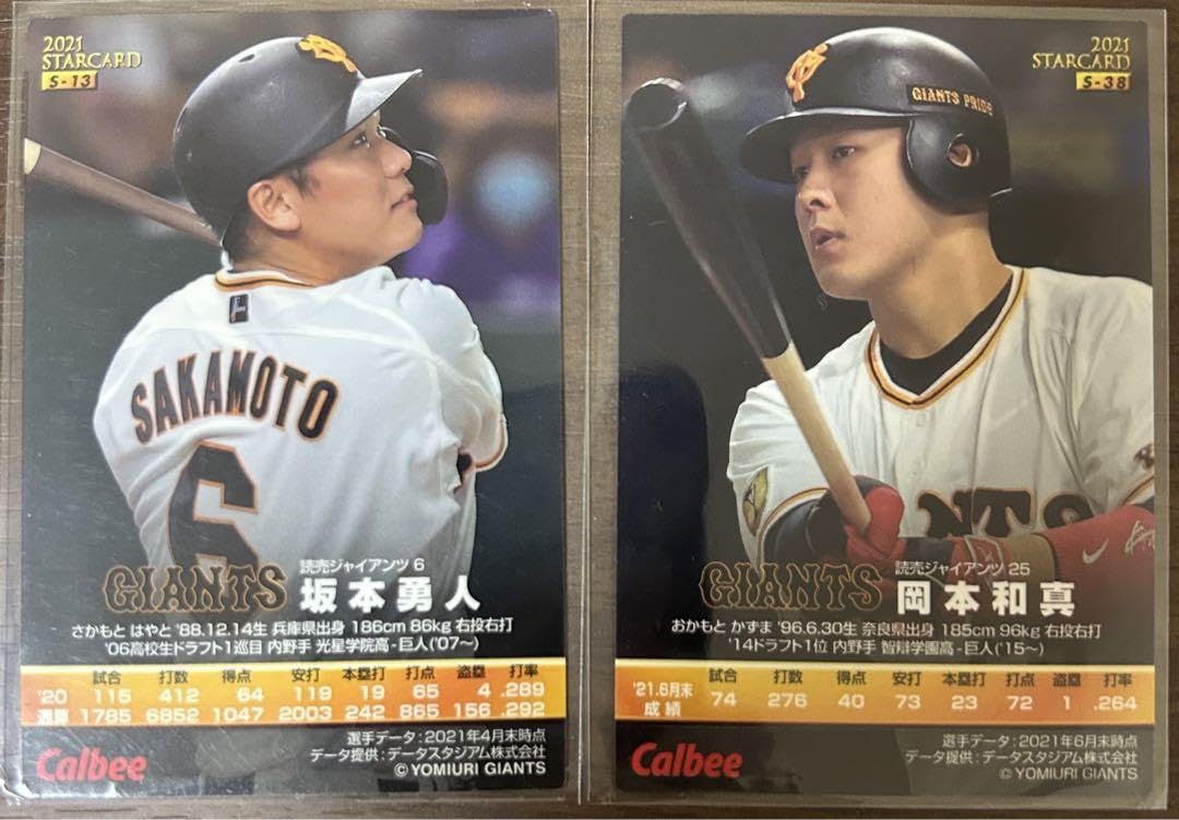Amazon.co.jp: プロ野球チップス2021 読売ジャイアンツ 岡本和真 坂本 