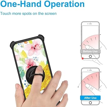 bojioderf Case Compatible for XREAL Beam Pro Phone Case Cover [with Tempered Glass Screen Protector][Hard PC + Soft Silicone][Ring Support] [Gold Glitter+Luminous] JSH-SHS