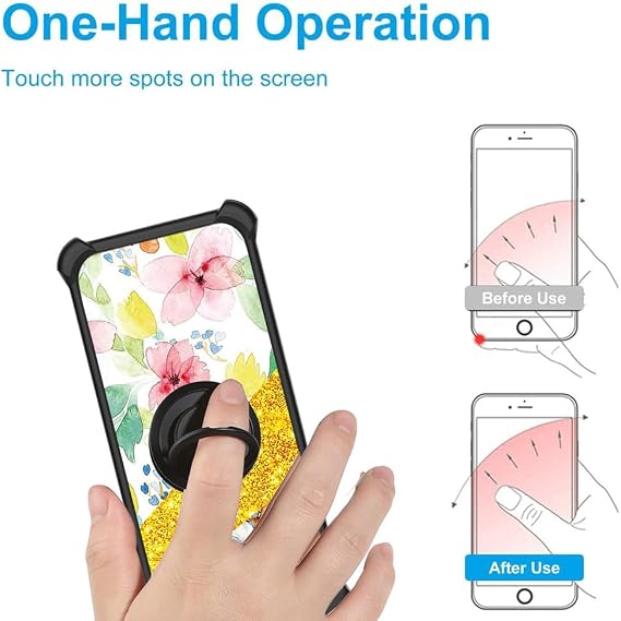 bojioderf Case Compatible for XREAL Beam Pro Phone Case Cover [with Tempered Glass Screen Protector][Hard PC + Soft Silicone][Ring Support] [Gold Glitter+Luminous] JSH-SHS