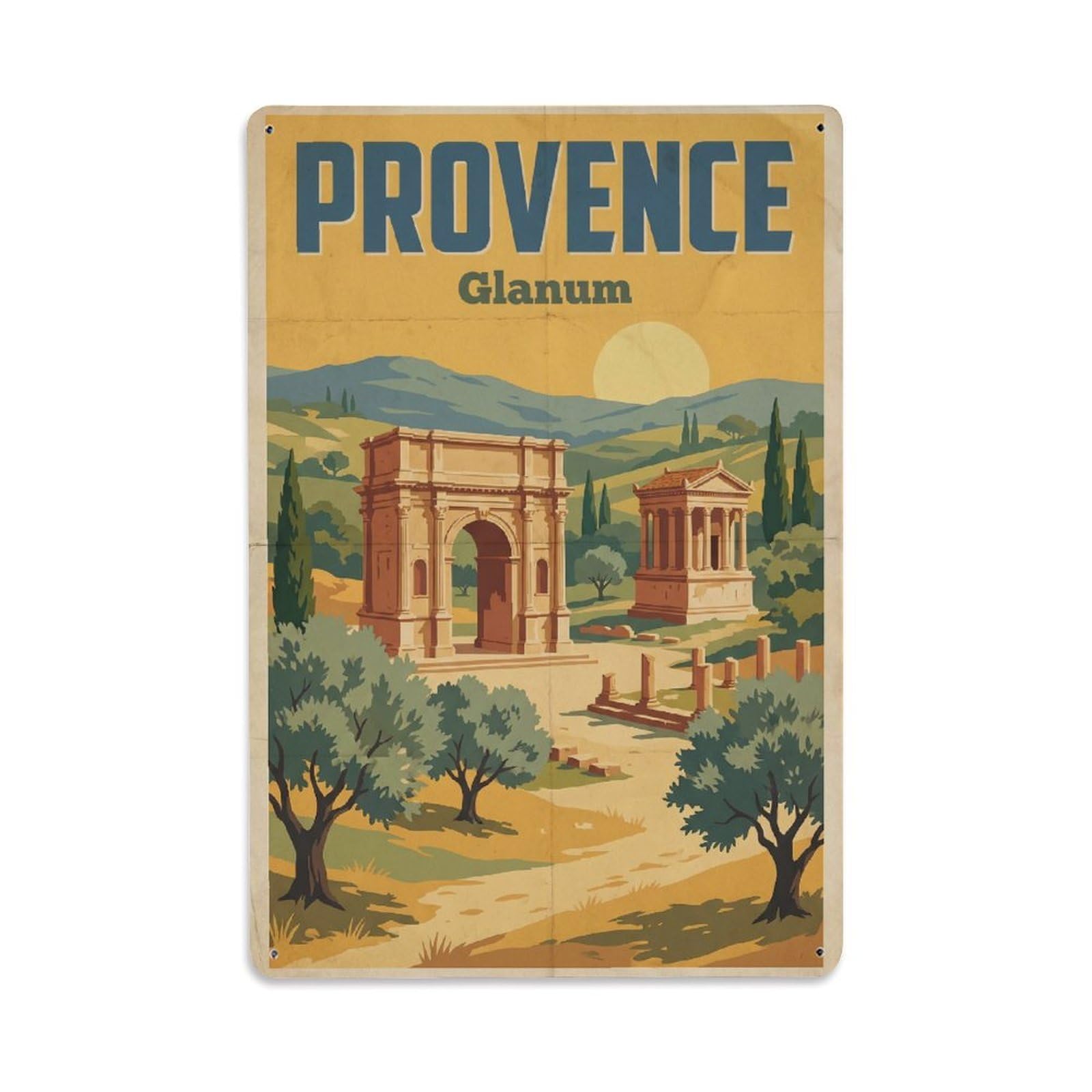 Gead 8X12inch Style Vintage Travel Provence Ancient Ruins Metal Tin Sign