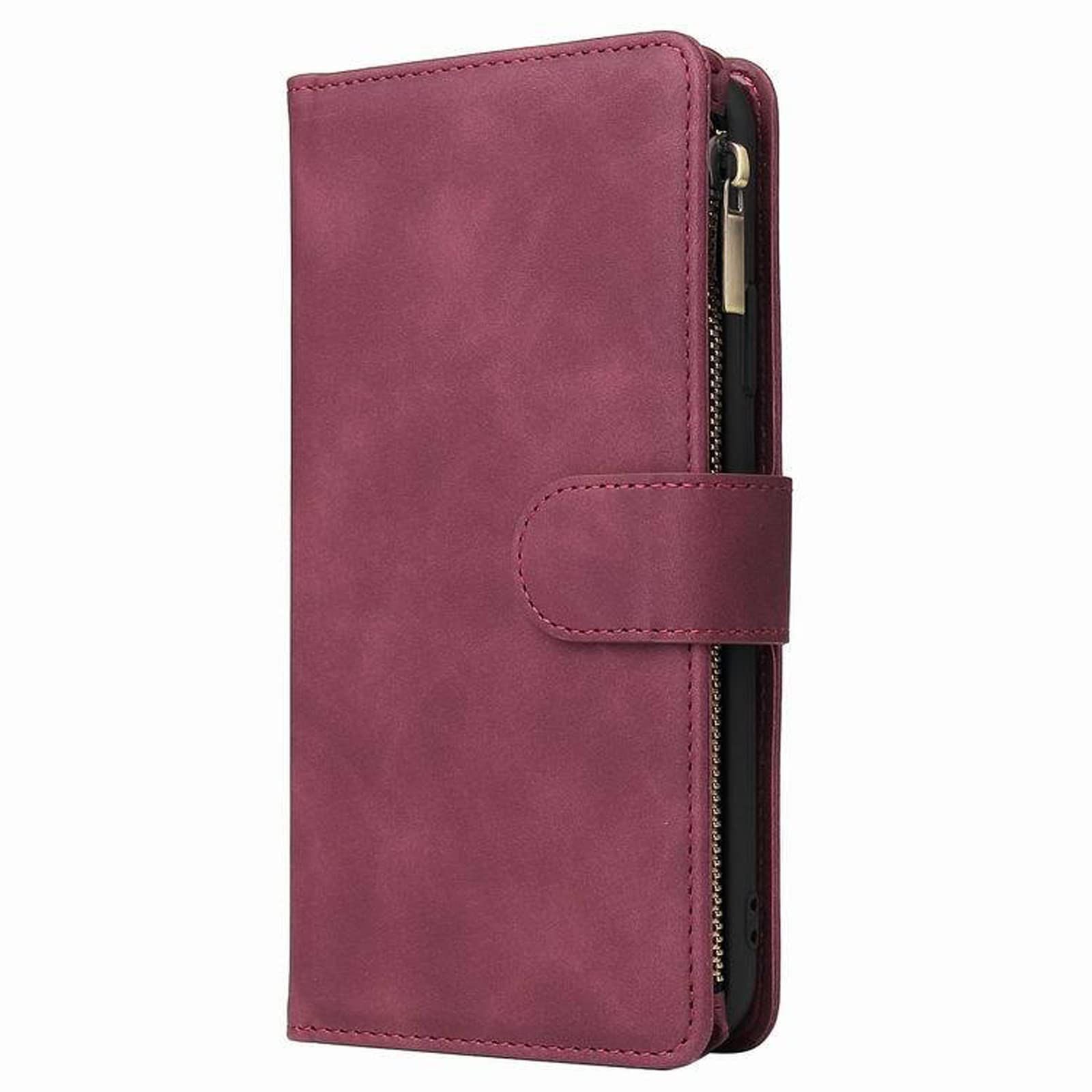 LTL Etui na telefon do iPhone 13 Mini/13/13 Pro/13 Pro Max, wysokiej jakości skórzane etui z klapką z przegródkami na karty etui na telefon magnetyczne zamknięcie, czerwone, 13 Pro Max 6,7 cala