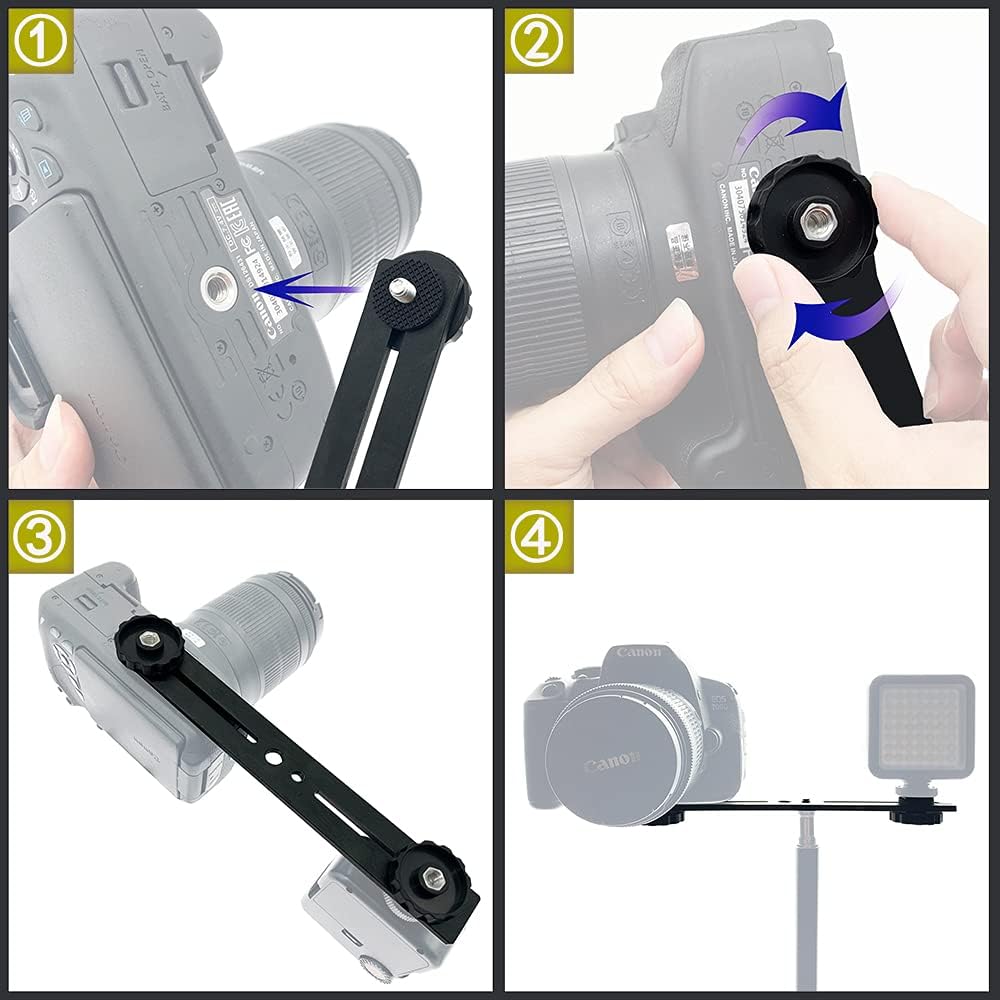 Zeetain Dual Speedlite Tripod Mount Bracket,1/4" Dual Camera Mount Flash Extension Bar,8" Dual Tripod Bracket for Camera,LED Video Light,DSLR Camera,Flash Light(2 Pack) : Electronics