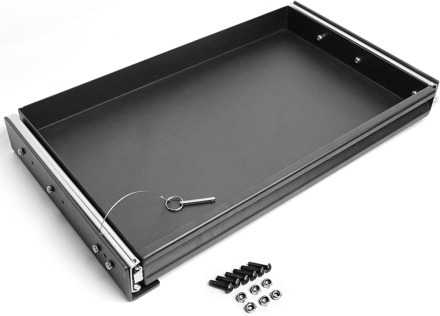 Heavy Duty Steel Sliding Battery Tray,Generator Slide Out Tray for RV, Universal RV Storage Rack for Tools and Outdoor Gear (24"x24"x2.7")